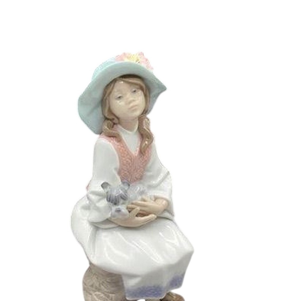 Lladro Daydreams Figurine 06400 Girl with Schnauzer Dog Vintage Spain in Box